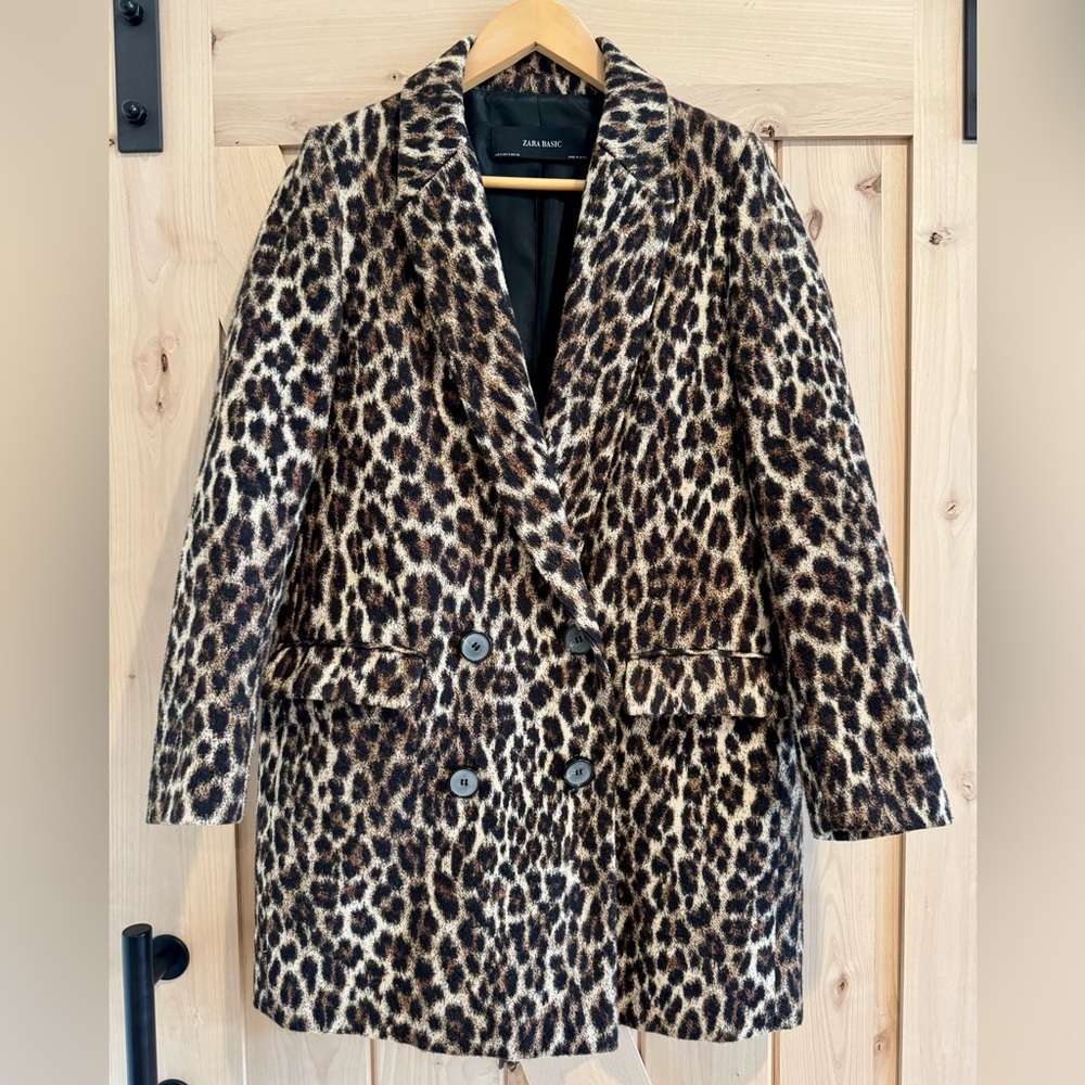 Zara Leopard Coat Size S